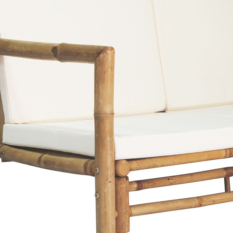 Ensemble de canapé de jardin avec coussins en polyester et bambou