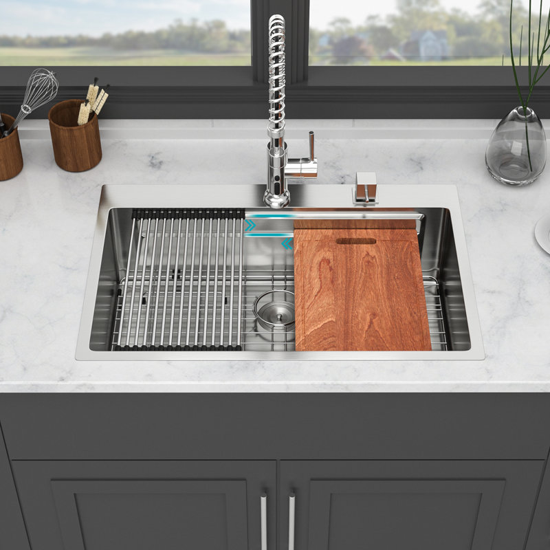 Stainless Steel Ledge Workstation Kitchen Sinks