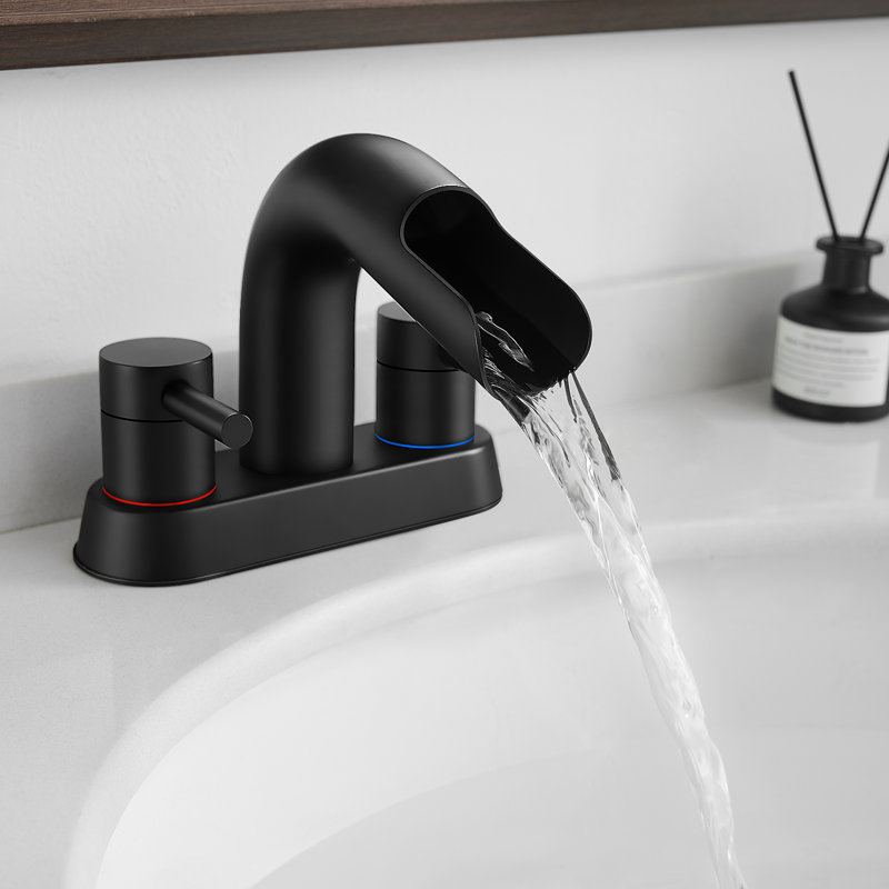 2-handle Bathroom Faucet with Drain Assembly, Matte Black