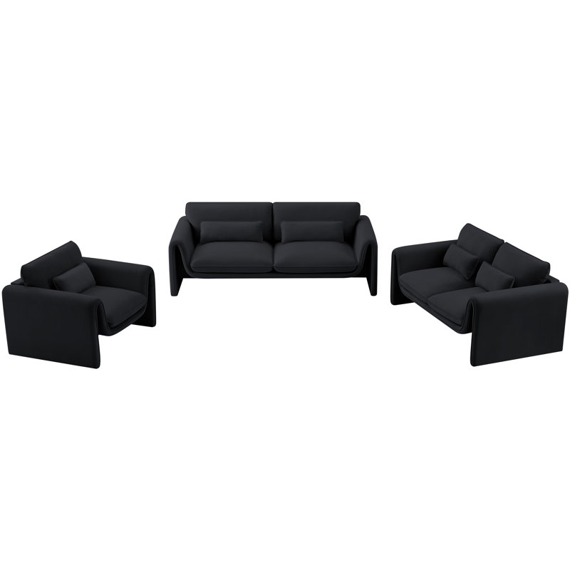 Kirstee 64'' Velvet Loveseat, Black Velvet