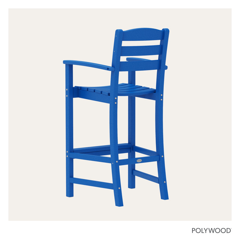 Chaise avec accoudoirs de bar POLYWOOD La Casa, Bleu pacifique, Tabouret de bar (siège d'une hauteur de 30,13 po)