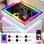 Motion Sensor RGB Light Bedside Table with Tempered Glass Top and Hidden Storage-123039155