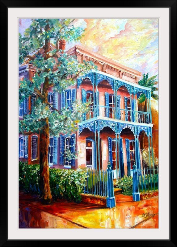 «New Orleans Garden District» par Bebe, reproduction d'art, H 26 po x l 20 po x P 1 po, Cadre noir