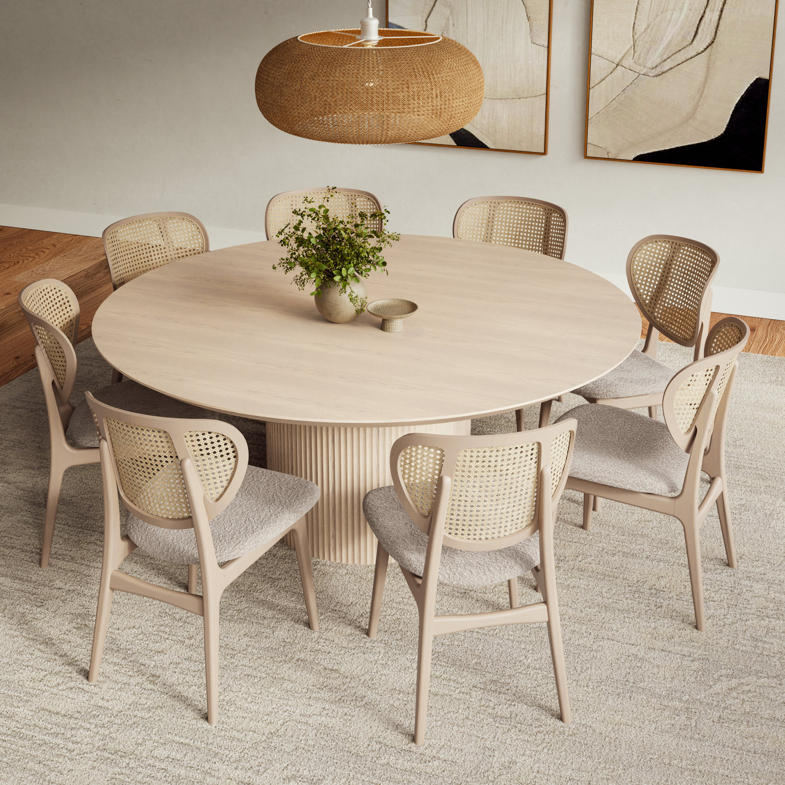 Anela 71'' Round Dining Table, Nevoa