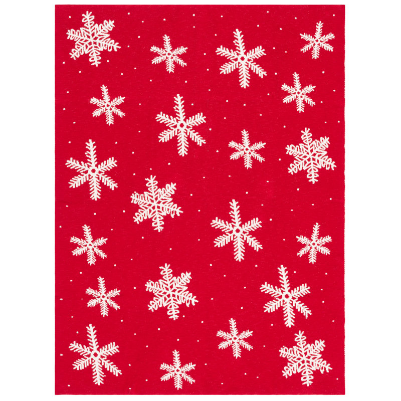 Holiday Snow Red and White Cotton Throw Blanket 50" x 60"