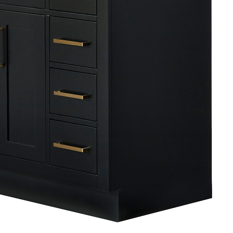 42" Single Bathroom Vanity Base only, Satin Brass, Black