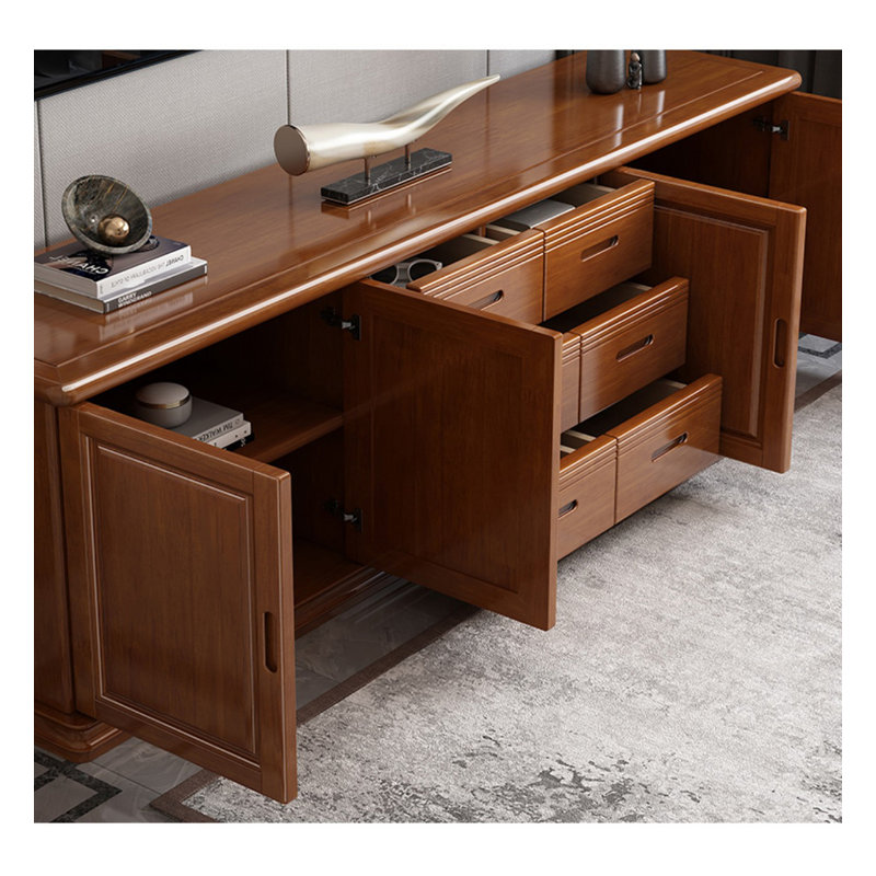 Versatile Solid Rubberwood TV Console with Multi door Design