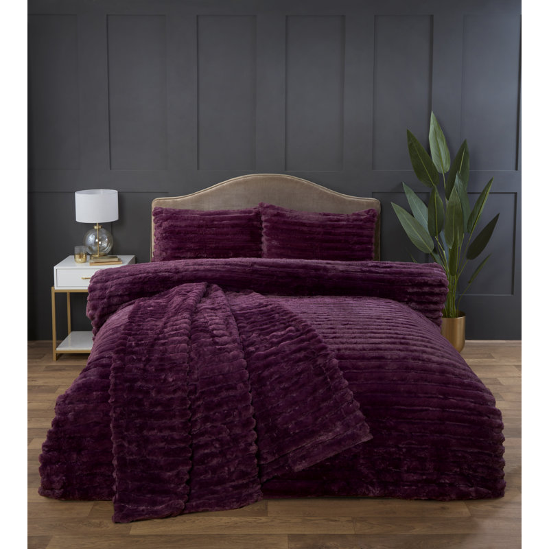 Aliyas Chunky Ribbed Duvet Set, Burgundy, Double Duvet Cover Set