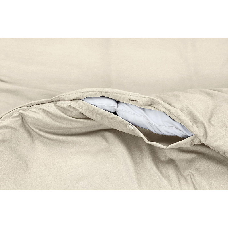 Kazimiera Sateen Polycotton 200 TC Duvet Cover Set, Double - 2 Standard Pillowcases, Cream/Black