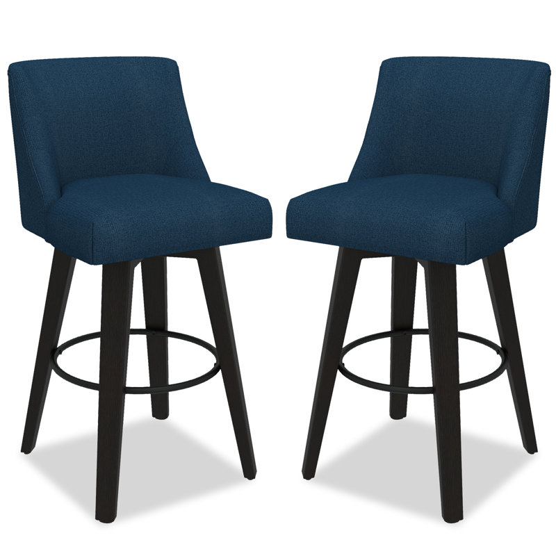 Tabourets de bar et de comptoir Loriell avec structure en bois massif, Tabouret de bar (siège d'une hauteur de 30 po), Marine