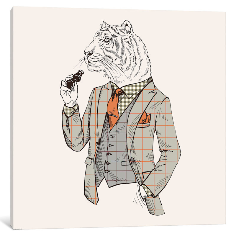 « tiger-man », impression sur toile, H 26 po x l 26 po x P 1,5 po, Toile tendue, Pas de tapis