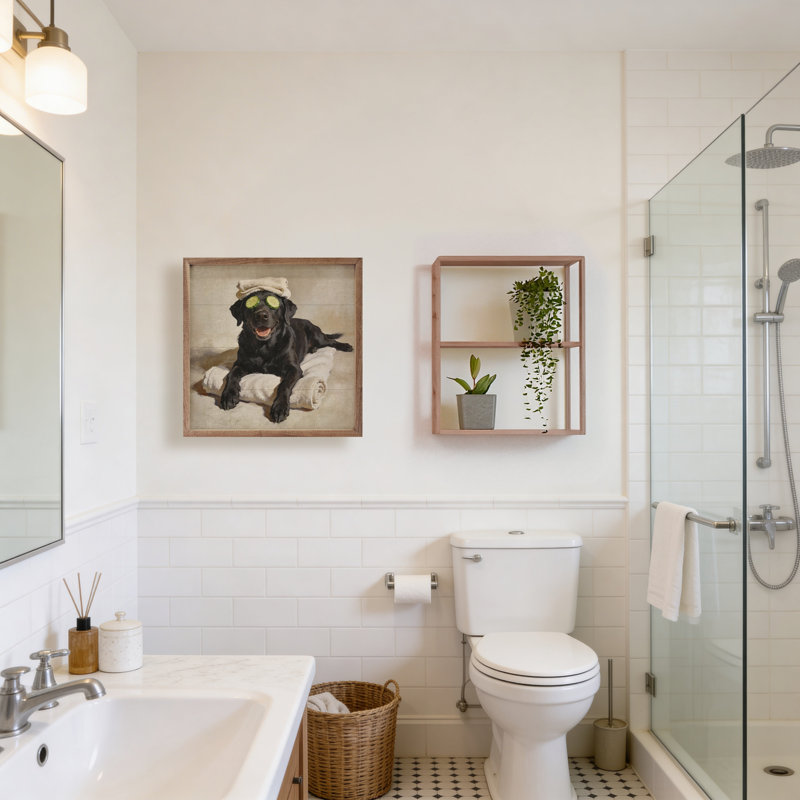 Bath Time - Labrador noir, H 12 po x l 12 po