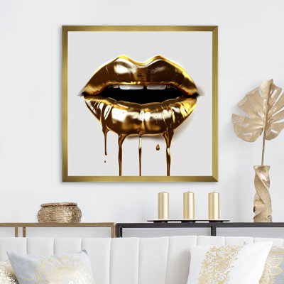 Gold Lips Of Luxury VI - Fashion Canvas Wall Art