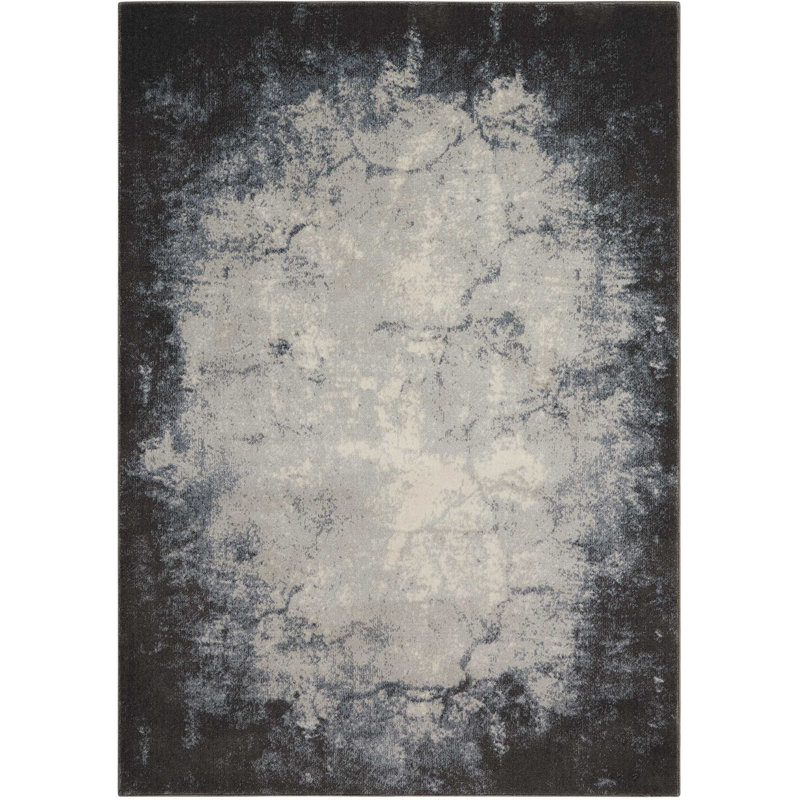 Tapis ivoire / gris à motif abstrait Greater Taree, Rectangle, de 3 pi 10 po x 5 pi 10 po