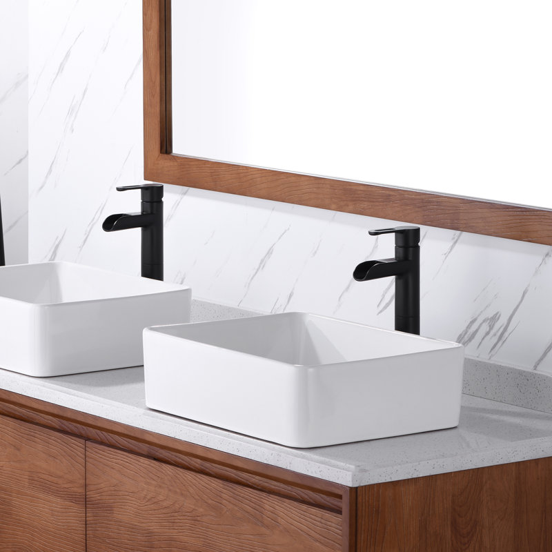 Vessel Sink Bathroom Faucet with Drain Assembly, Matte Black