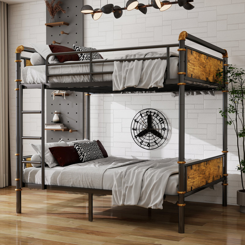 Twin Xl Over Twin Xl Metal Bunk Bed,Detachable Bunkbeds