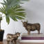 Figurine décorative de vache et de veau Highland en polyrésine bronze antique