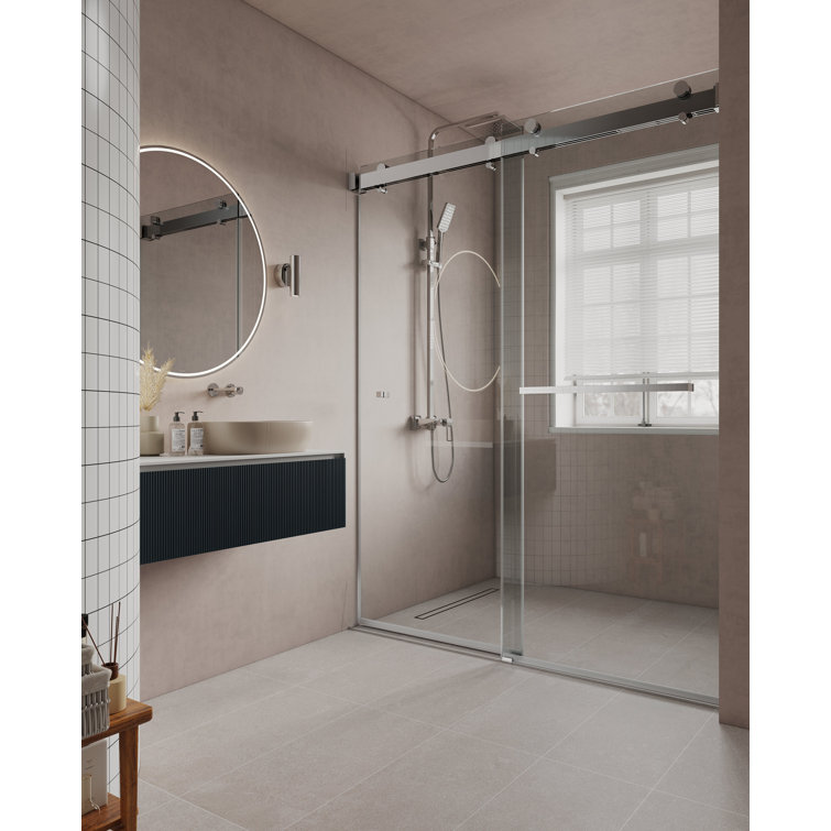 56" - 60" W x 78" H Soft Closing Frameless Double Sliding Shower Door with 3/8" Clear Tempered Glass