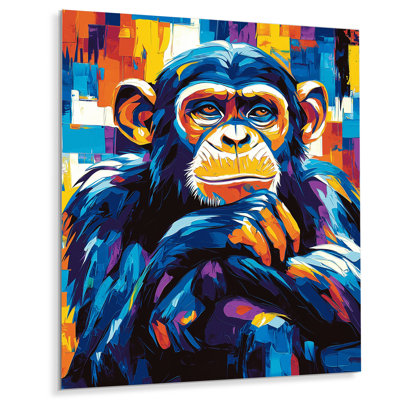 Pop Art Agile Monkey Portrait I - animaux, reproduction d'art murale en métal, singe