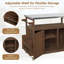 Chariot de cuisine 54 po en bois massif avec plateau en acier inoxydable et roulettes verrouillables-125253848