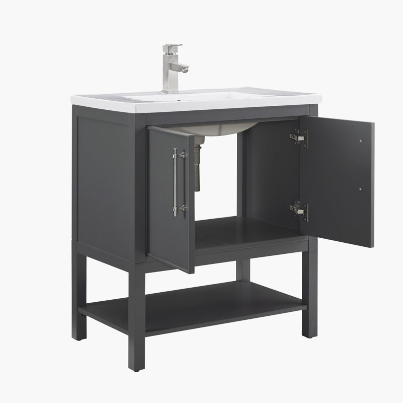 Ensemble de meuble-lavabo simple 30 po Jewell, Gris foncé / nickel brossé