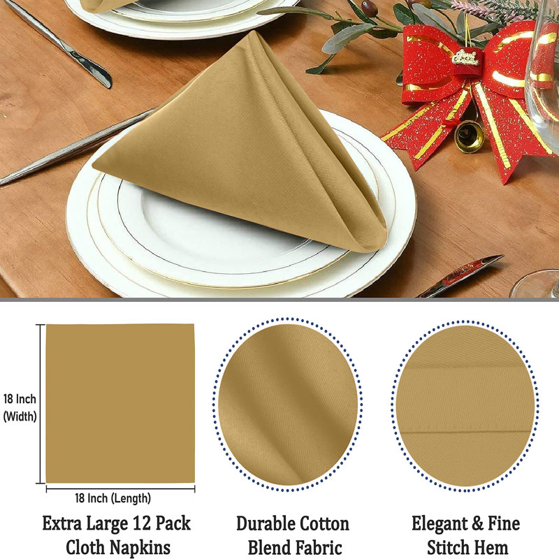 Poly Cotton Enrich Twill Cloth Napkins, Ivory Gold