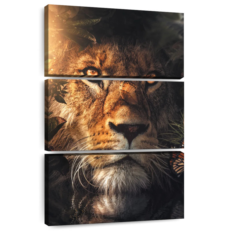 Brampt Lion Hiding, 57" H x 36" W