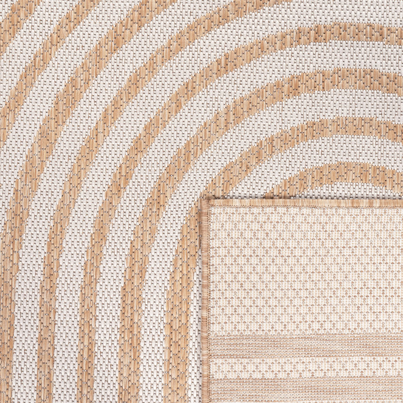 Tapis moderne intérieur et extérieur avec motif de lignes bohémiennes, Rectangle 6 pi 7 po x 9 pi 2 po