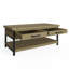 San Diego 2 Drawer Coffee Table With Open Shelf. Solid Wood. Metal Frame