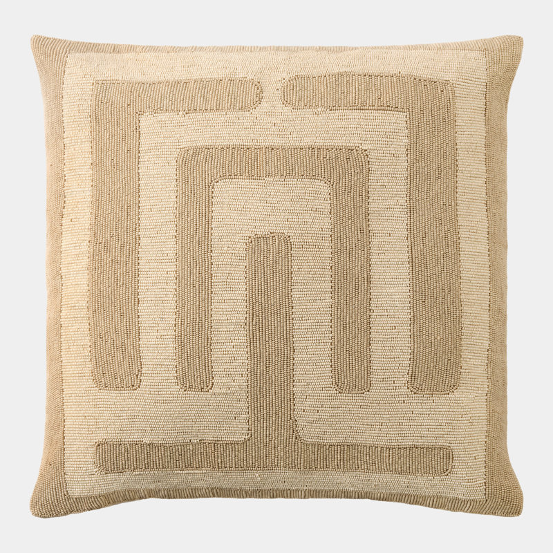 Carthago Beaded Geometric Square Pillow Cover & Insert, Sand/Latch