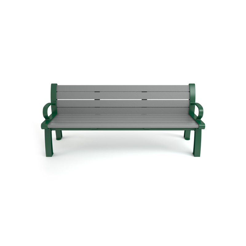 Banc de parc en plastique recyclé Heritage, 6 pi, Vert, Gris