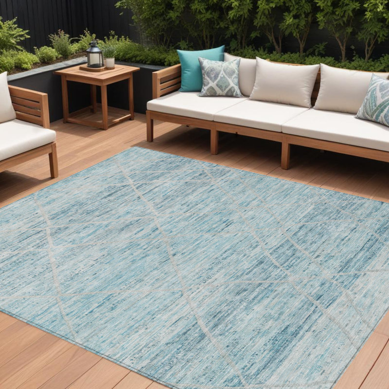 Tapis bleu sarcelle lavable 10 pi x 14 pi bleu sarcelle et ivoire