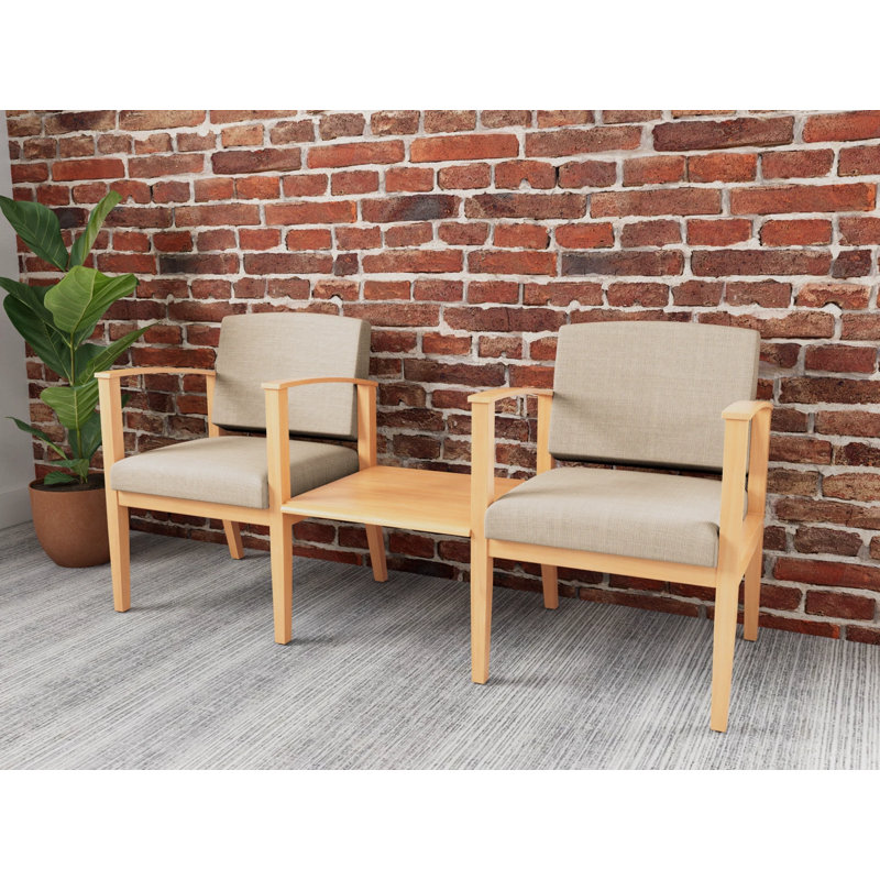 Structure en bois tandem 2 places avec table centrale Amherst, Naturel, Chambray calcaire