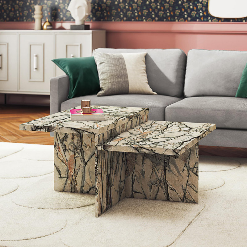 Brielle Faux Onyx Marble Two-Tiered Coffee Table