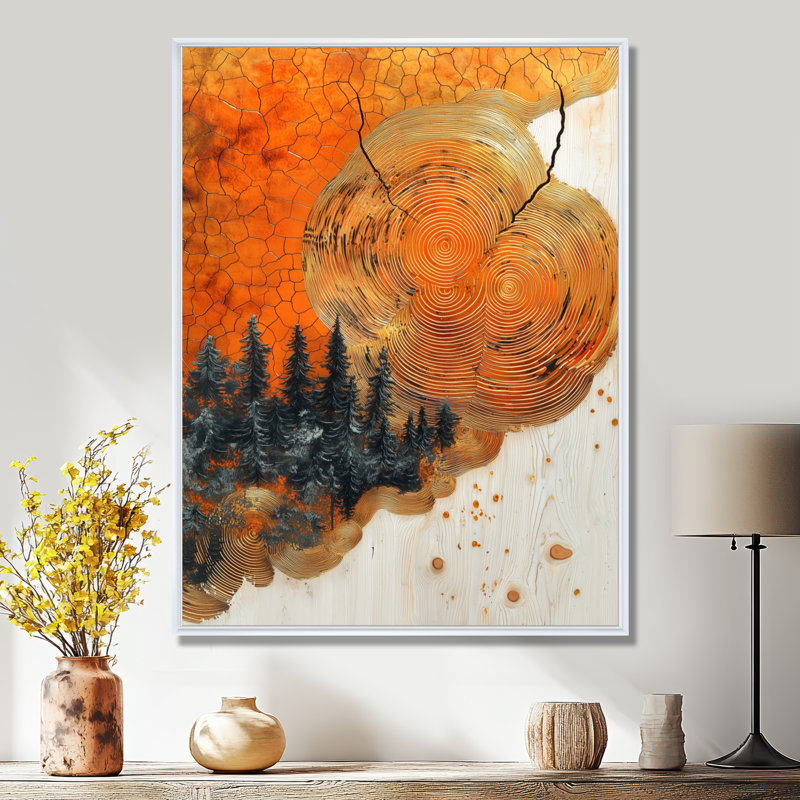 «Kemry Sunrise Tree In African Field Landscape IV», art mural forêt, H 40 po x l 30 po, Blanc