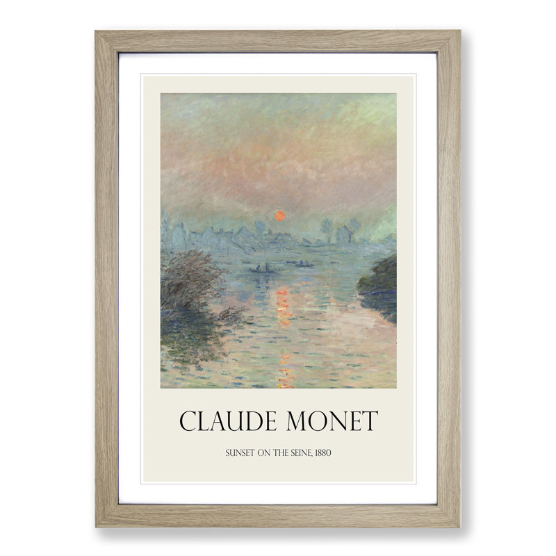 Sun Setting On The Seine by Claude Monet Framed Print, 36cm H x 27cm W x 2cm D, Oak Framed