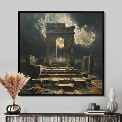 Gris et blanc, monument historique du patrimoine romain - art mural Monuments