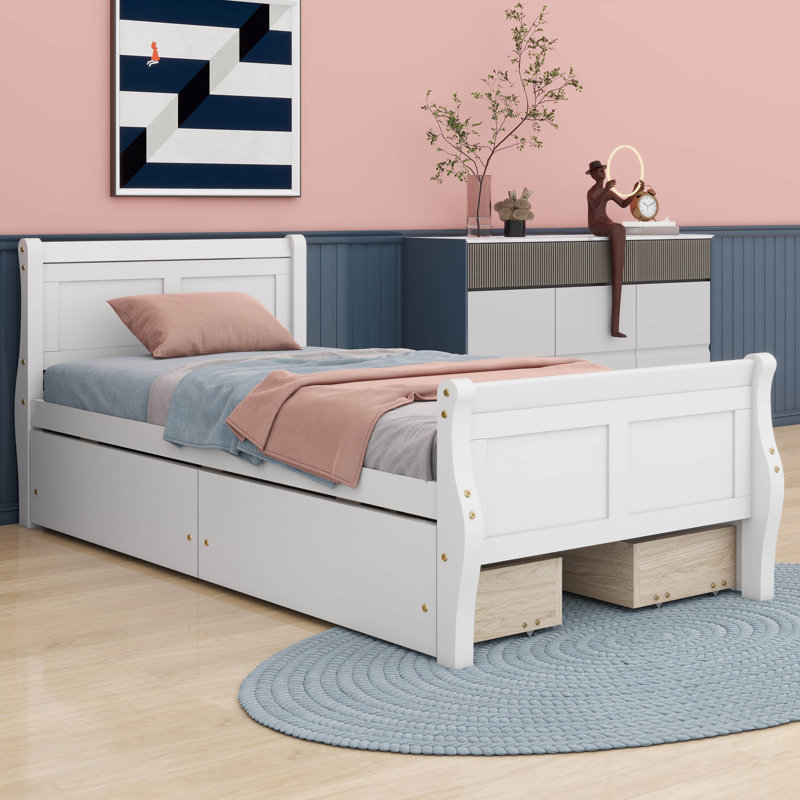Lit plateforme avec rangement Dywane, White