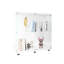 Vitrine blanche à deux portes sur pied, 33,35 po x 32,04 po x 14,33 po - conception à 2 tablettes pour divers objets
