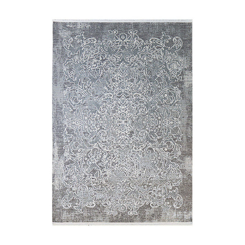 Modena Damask Area Rug in Silver, Rectangle 5' x 8'