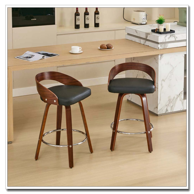 Ensemble de 2 tabourets de bar, tabourets pivotants avec bac bas, Noir