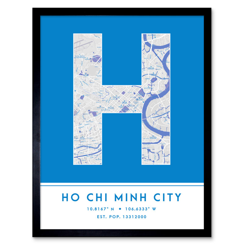 Ho Chi Minh City City Map Ho Chi Minh City Vietnam City Map Blue - Single Picture Frame Typography