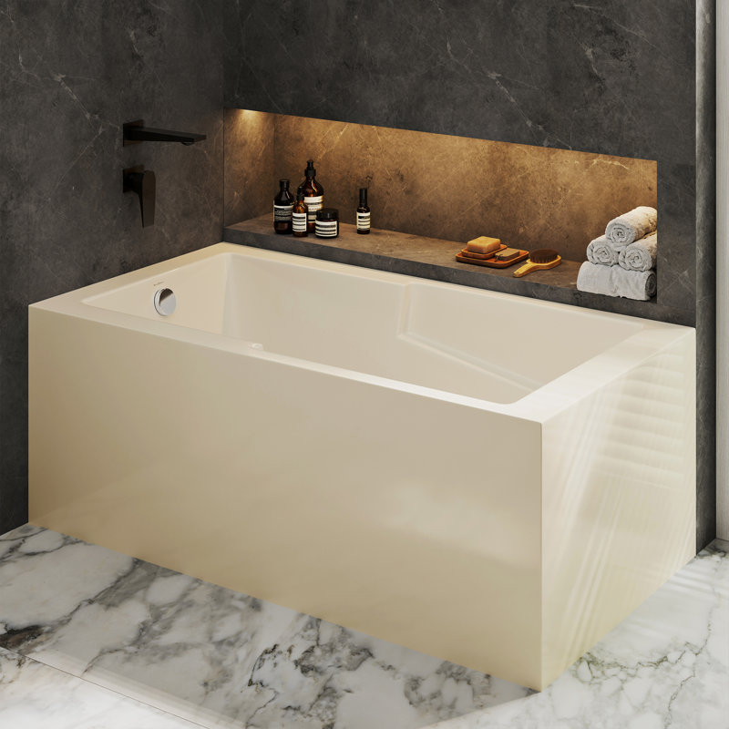 Claire 60 X 32 Drain Soaking Alcove Corner Apron Bathtub, Left, Glossy Bisque