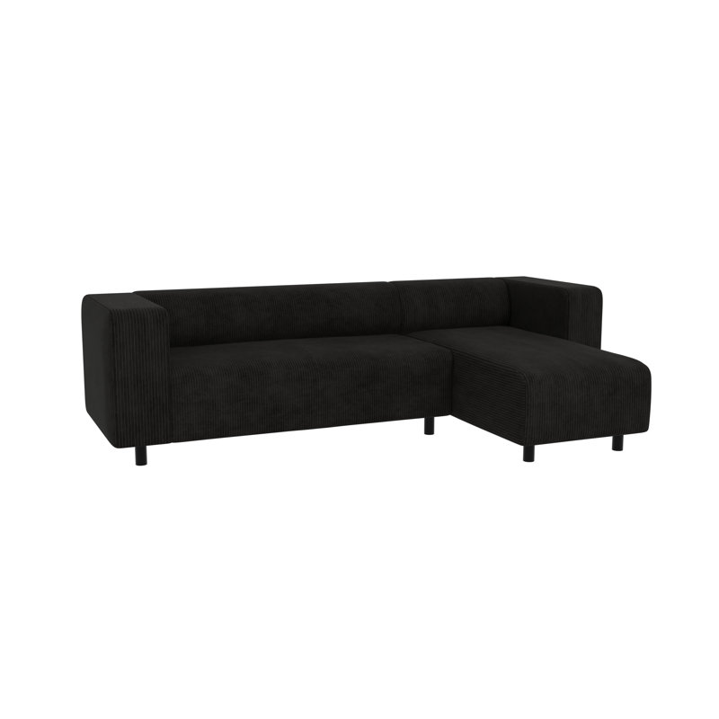 Sofie 4 Seater Corduroy Corner Sofa , Right Hand Facing, Black