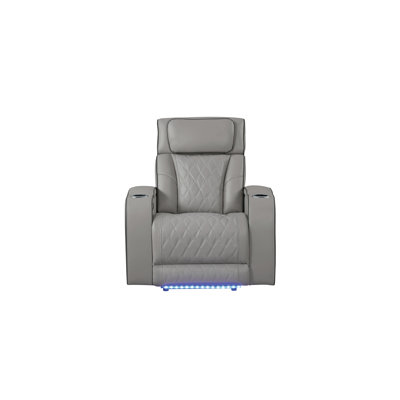 Fauteuil inclinable de style moderne avec revêtement en bois et fonction de massage inclus - gris