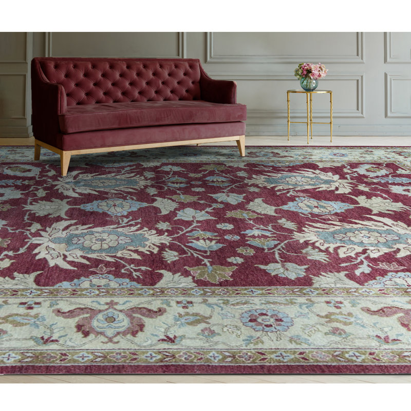 Hand-Knotted High-Quality Red and Gold Area Rug