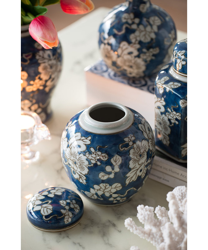 Ensemble de 4 pots en céramique bleue