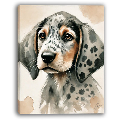 Chiot tacheté, aquarelle, art mural