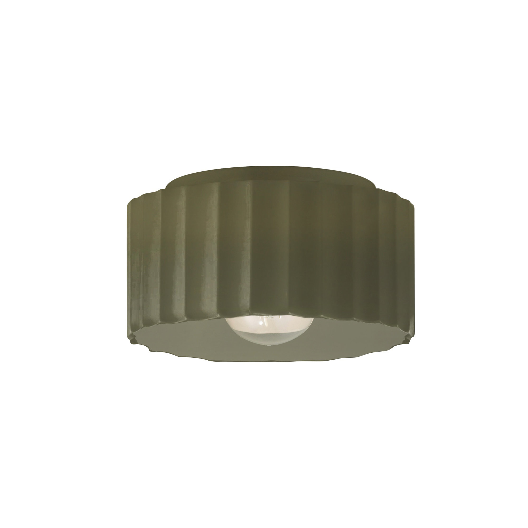Colgate Single Light Ceramic Flush Mount, 6.5" H x 10" W x 10" D, Matte Green