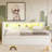 Upholstered Platform Bed with USB Ports and LED Belt, With Trundle-1234835489-1210517105
